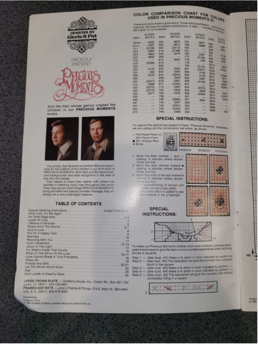Vintage Precious Moments Cross Stitch Book PM-3 Dear Jon 1982 Gloria & Pat